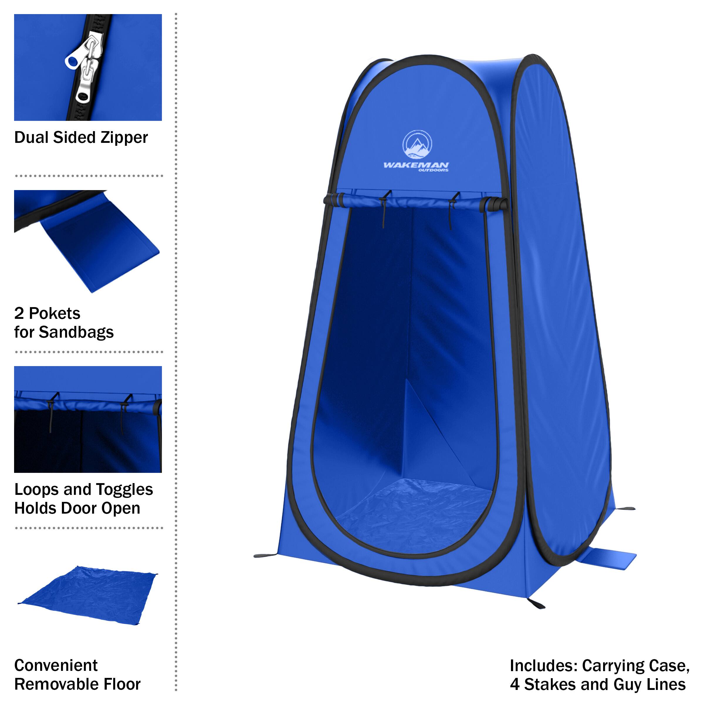 Dual Sided Zipper, 2 Pokets for Sandbags, Loops and Toggles Holds Door Open, Convenient Removable Floor, Includes: Carrying Case, 4 Stakes and Guy Lines