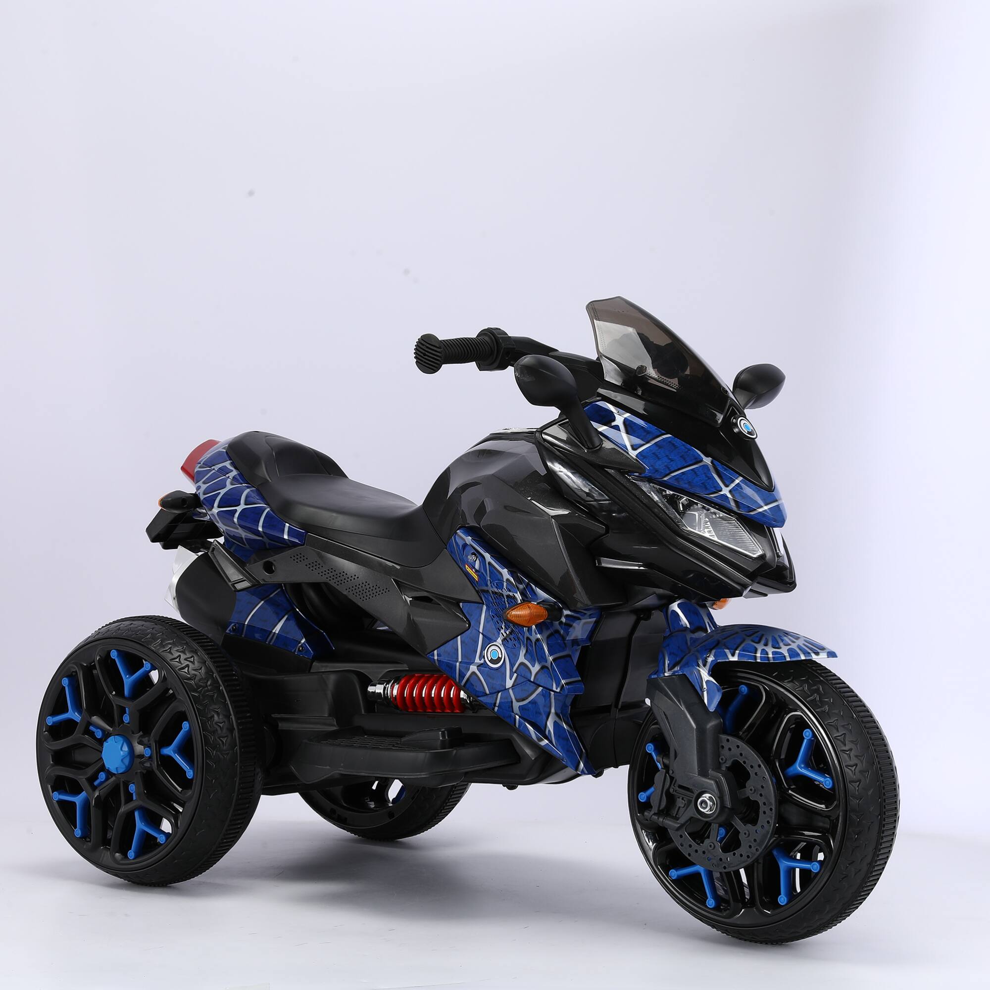 Back. ELEMENT ACE - 12V Electric Ride-On Motorcycle Toy for Kids Ages 3-6 with Training Wheels and LED Lighting - Blue.