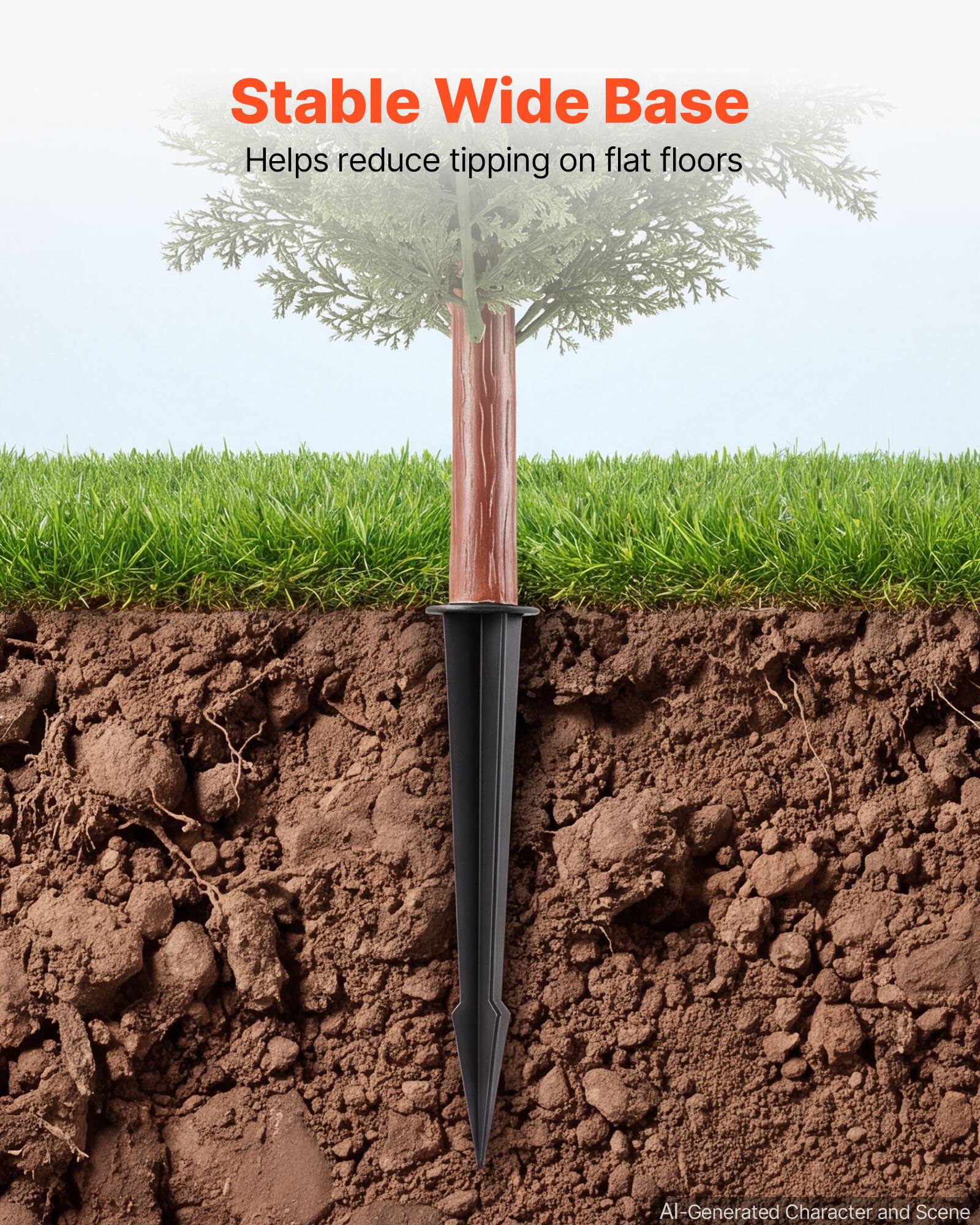 Stable Wide Base  
Helps reduce tipping on flat floors