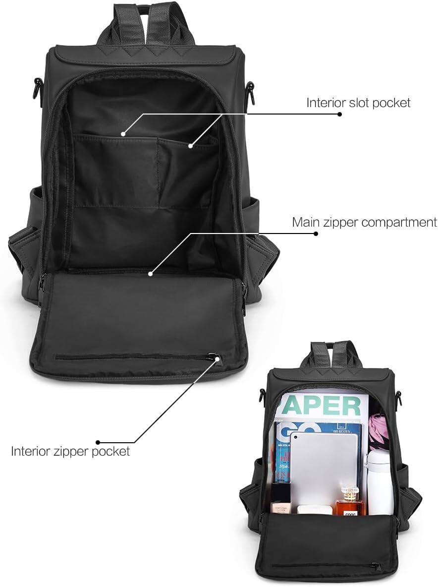 - Interior slot pocket
- Main zipper compartment
- Interior zipper pocket