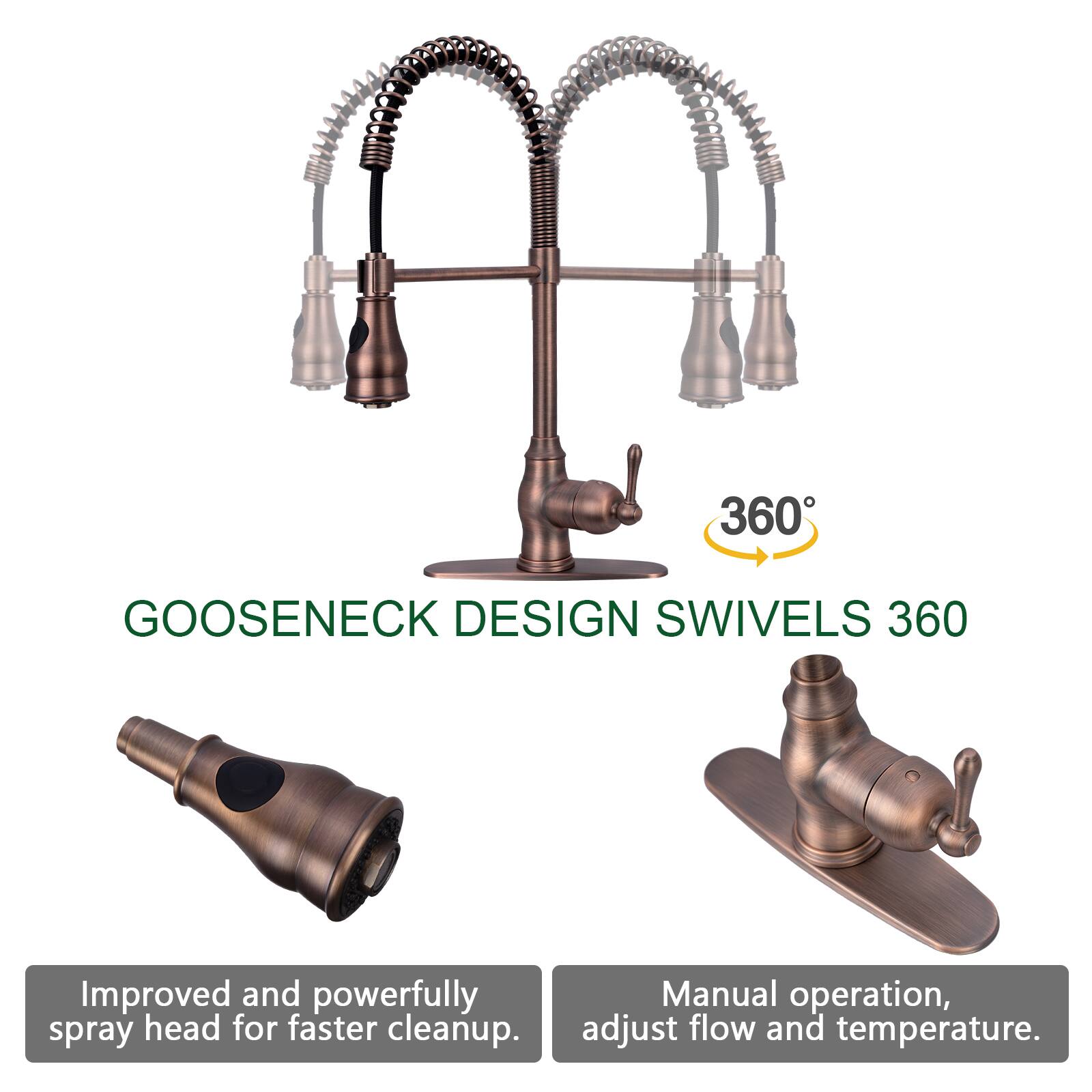 360° GOOSENECK DESIGN SWIVELS 360

Improved and powerfully spray head for faster cleanup.

Manual operation, adjust flow and temperature.