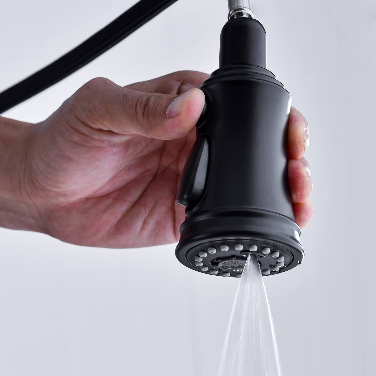 Alt View 2. Ropilly - Ropilly Bridge Kitchen Faucet with Pull Down Spray Head, Matte Black Finish, Dual Handle Brass Kitchen Faucet - Matte Black.