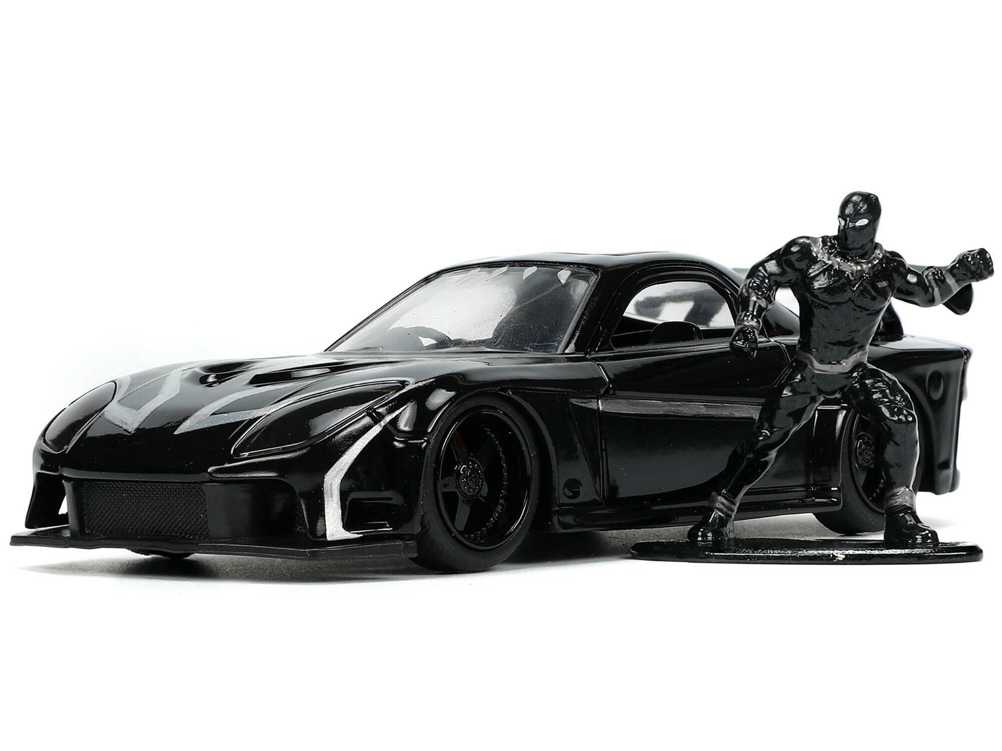Alt View 1. Jada - 1995 Mazda RX-7 RHD Black with Black Panther Diecast Figure "The Avengers" "Hollywood Rides" Series 1/32 - Black.