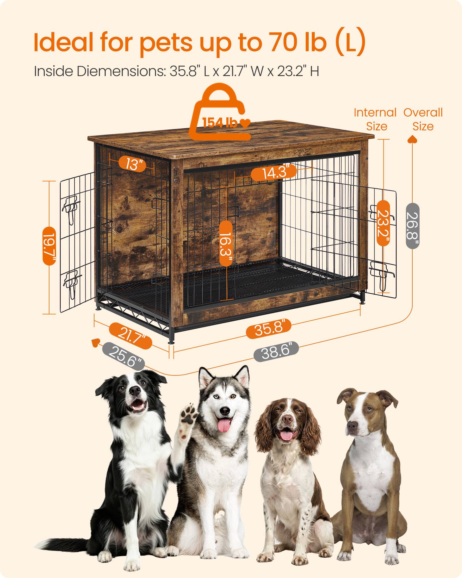Songmics Home Dog Crate Furniture, 38.6