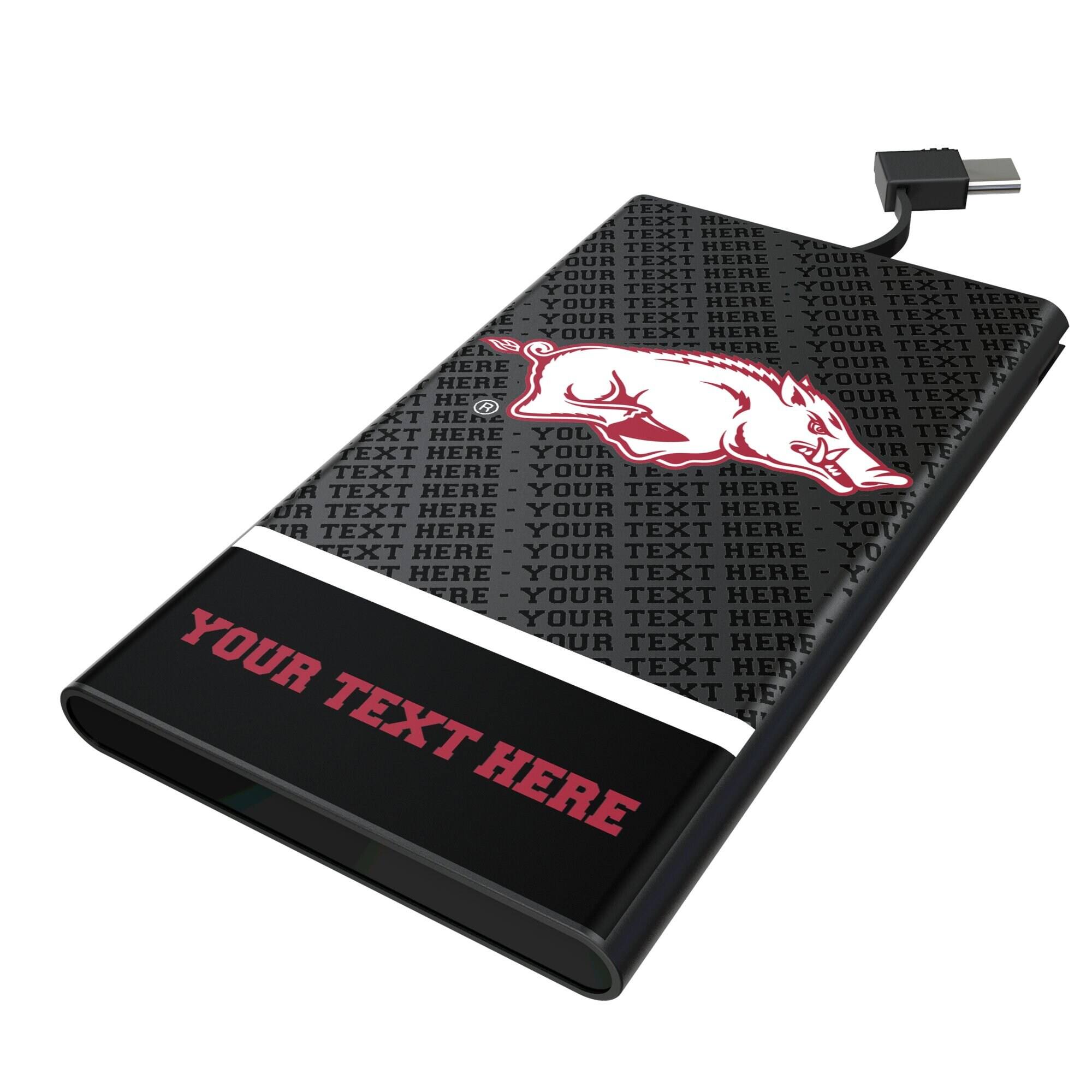 Keyscaper - Arkansas Razorbacks Personalized Endzone Plus 5000mAh Flat Powerbank - Black