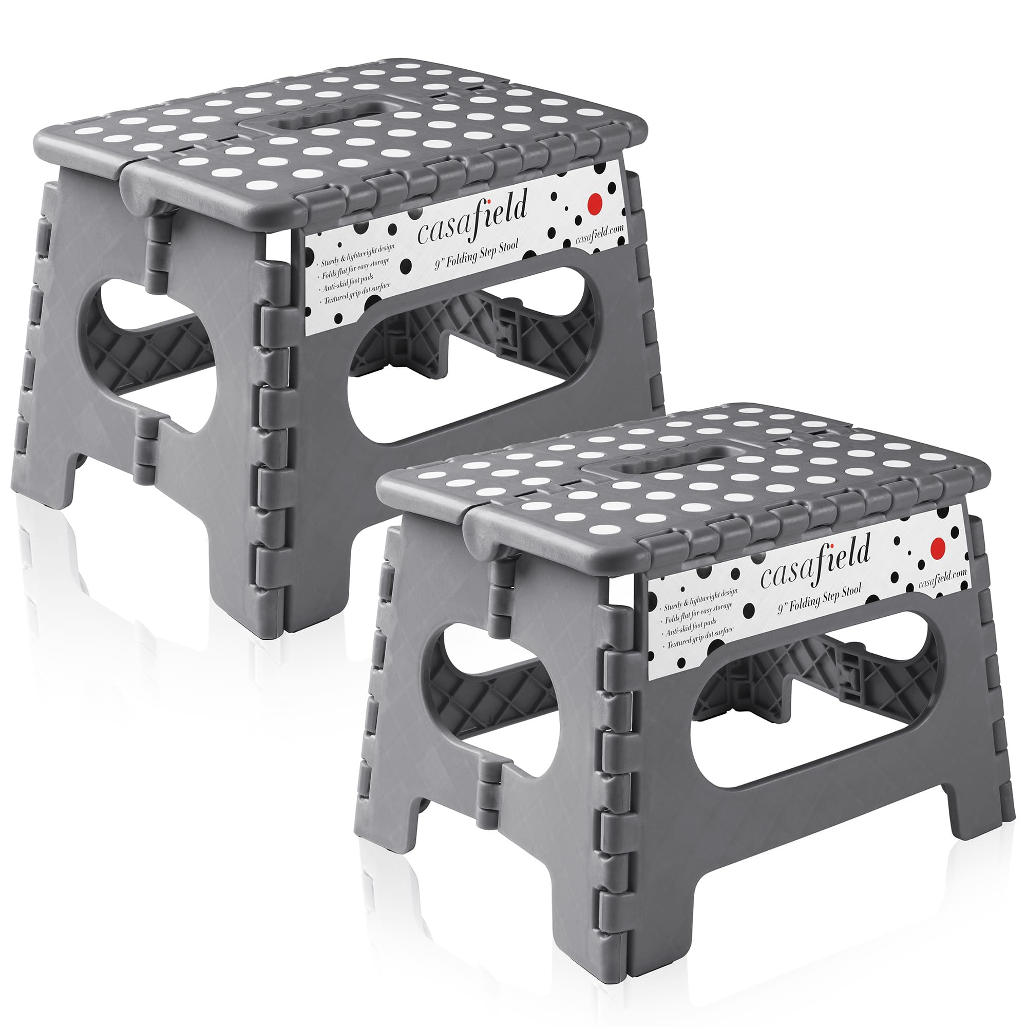 Casafield - Folding Step Stools with Handle (Set of 2) - Gray