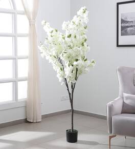 BreeBe - 4' Bougainvillea Artificial Tree - White