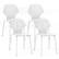 Front. Costway - Metal Dining Chair Set of 4 Armless Kitchen Hollowed Backrest & Metal Legs - White.