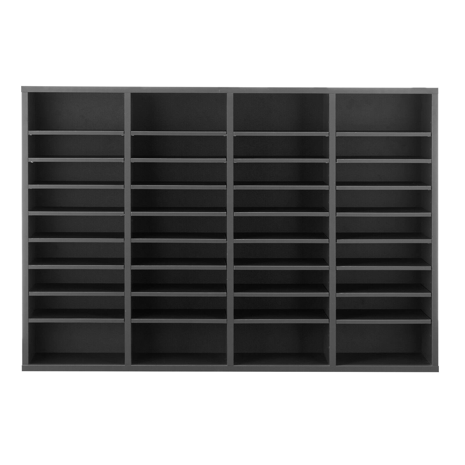 Alt View 9. Glintex - Literature Organizer 36 Compartments Wood Mailbox Sorter with Adjustable Shelves for Office Home File Storage - Grey.