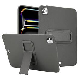 Dteck - Shockproof Case for Apple iPad Pro (M5) 11" 2025, Slim Leather Texture Protective Cover with Multi Angle Folding Stand - Gray