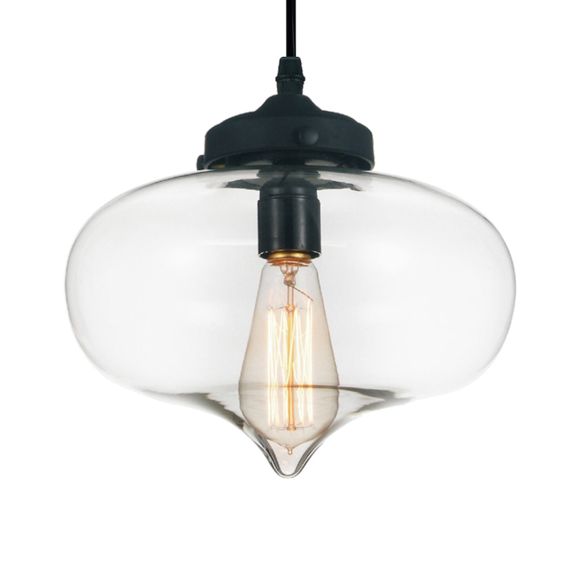 Angle. CWI Lighting - Glass 1 Light Down Mini Pendant With Clear Finish - Black.