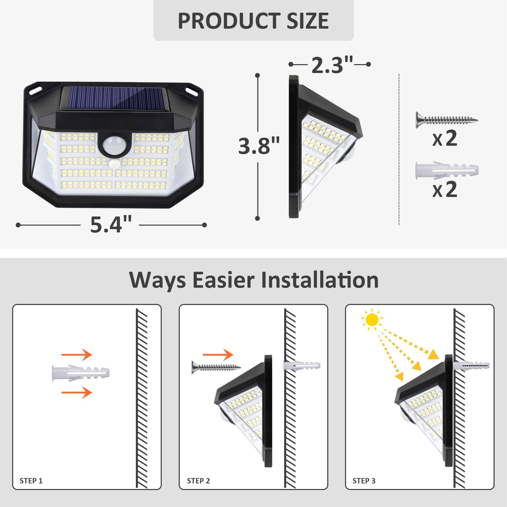 PRODUCT SIZE  
5.4" x 3.8" x 2.3"  

Ways Easier Installation  
STEP 1  
STEP 2  
STEP 3  

2.3"  
3.8"  
5.4"  

x2  
x2
