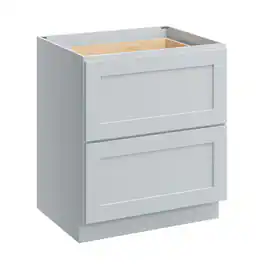 Boyel Living - 30 Inch 2-Drawer Base Cabinet with Soft-Close Drawers and Solid Wood Frame - Dove Grey