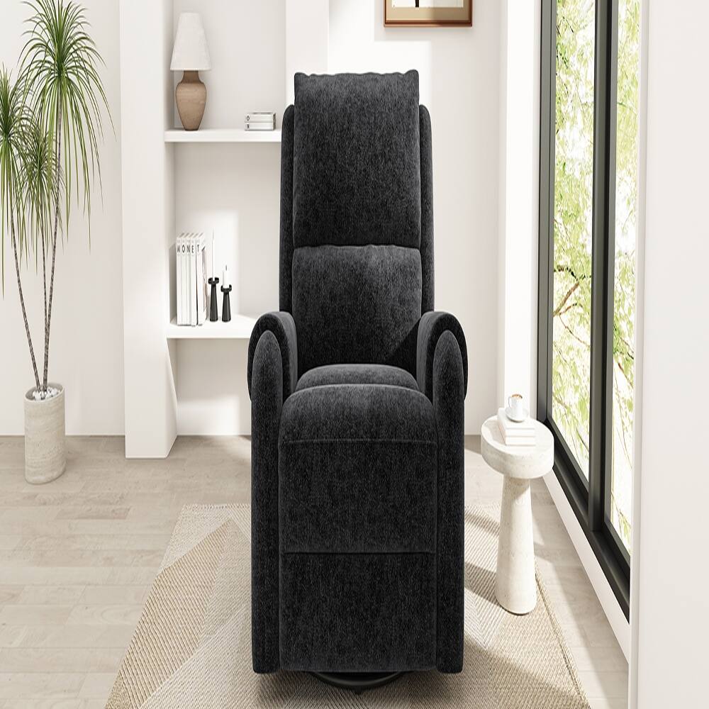 Alt View 2. Ropilly - Ropilly Black Massage Recliner Chair, Swivel Rocker Nursery Recliner with Side Pocket, Chenille Manual Recliner Sofa - Black.