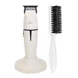 JRL - GHOST Professional Cordless Hair Trimmer Dual Voltage) 2020T-B-W and BaByliss Pro Fade Brush - White