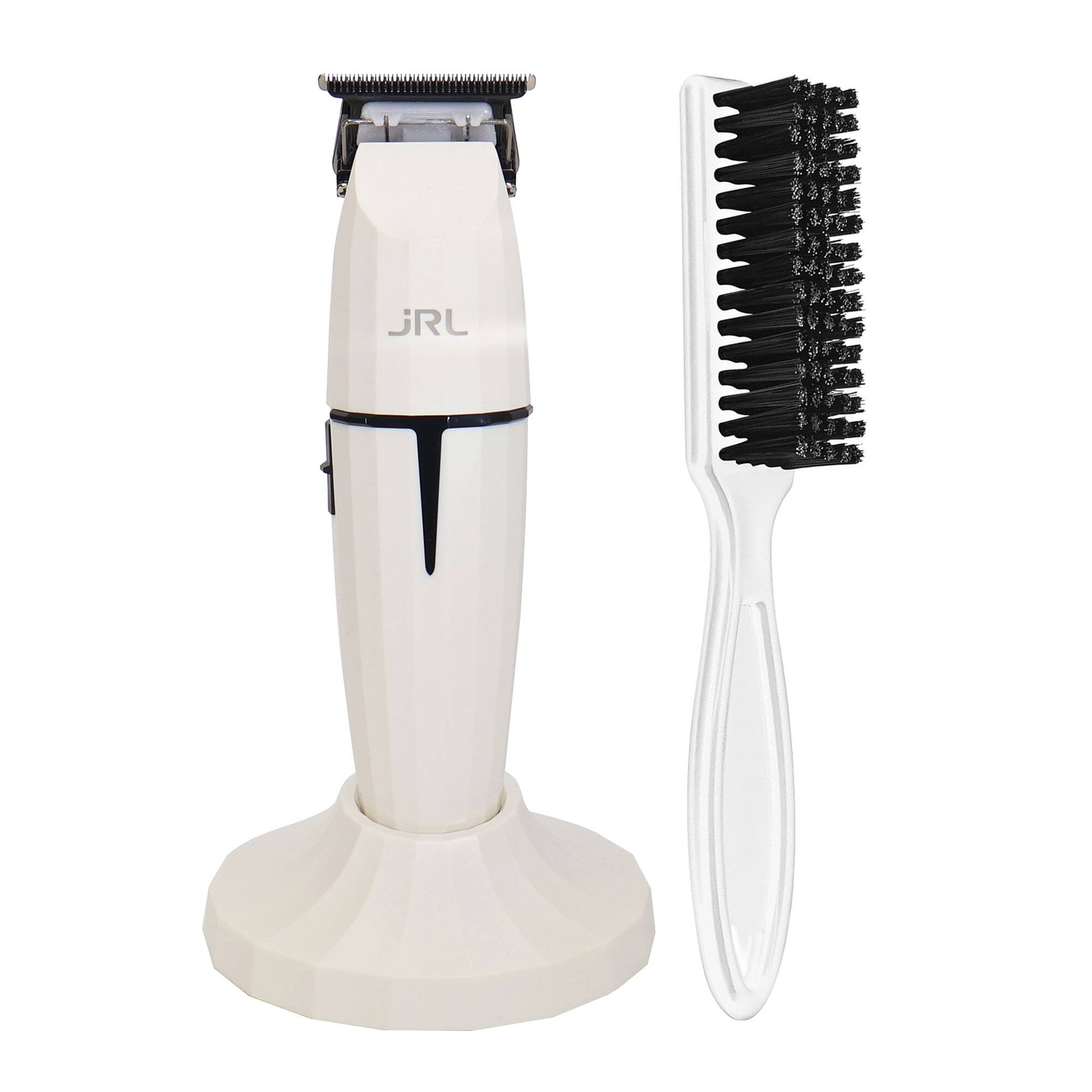 JRL - GHOST Professional Cordless Hair Trimmer Dual Voltage) 2020T-B-W and BaByliss Pro Fade Brush - White