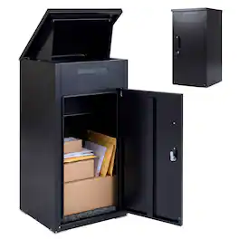 Costway - Package Delivery Box wirh Anti-Theft Board, Lockable Door, Coded Lock for Home - Black