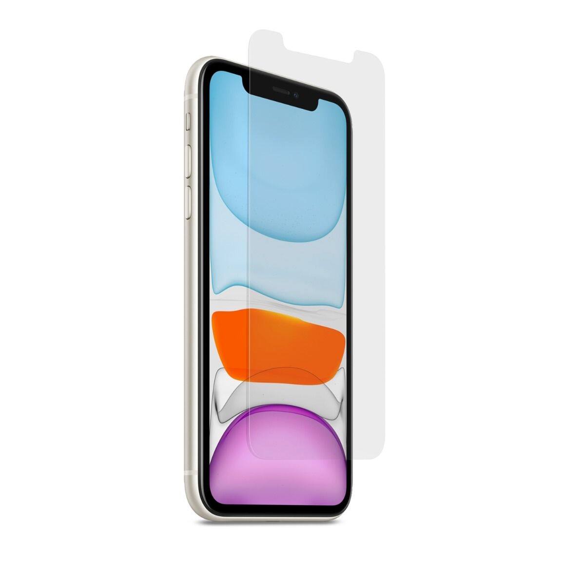 Left. PureGear - PureGear HD Clear Tempered Glass Screen Protector for iPhone 11/XR, with Alignment Installation Tray - Clear.