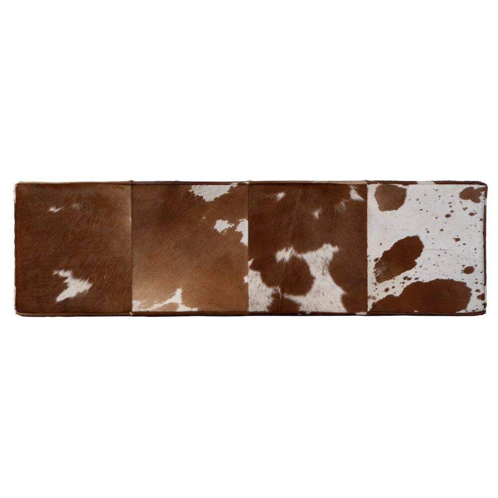 Front. Butler Specialty - Stinson 54 in. W Hair on Hide and Iron Accent Bench - White,Black,Brown.