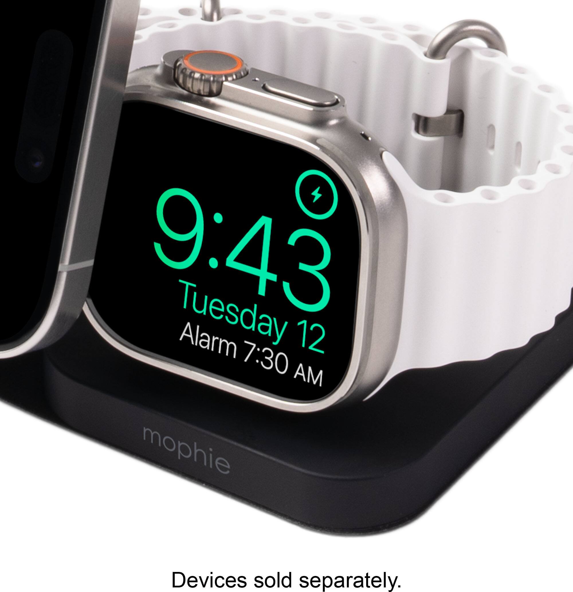 9:43 Tuesday 12 AM Alarm 7:30 AM mophie

Devices sold separately.