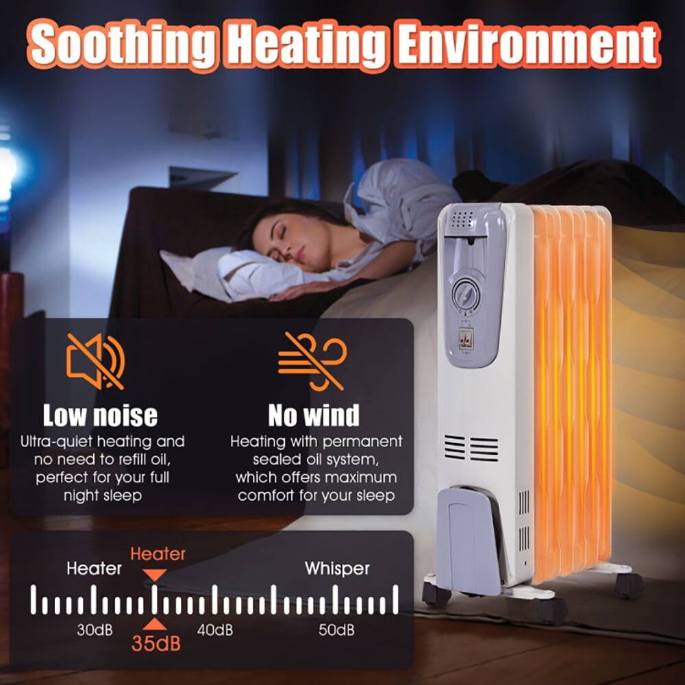 Soothing Heating Environment

Low noise
Ultra-quiet heating and no need to refill oil, perfect for your full night sleep

No wind
Heating with permanent sealed oil system, which offers maximum comfort for your sleep

Heater Whisper
30dB 35dB 40dB 50dB