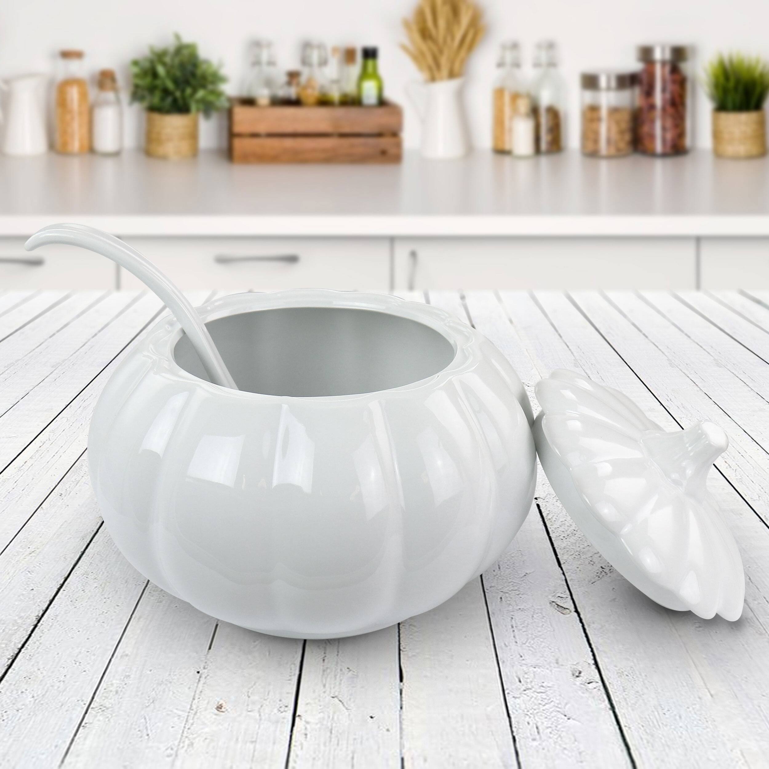 Alt View 5. Martha Stewart - Martha Stewart 8.2qt 3-Piece Fine Ceramic Tureen Set in White - White.