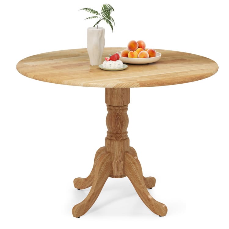 SlickBlue - Wood Dining Table with Round Tabletop and Stylish Trestle Legs - Natural