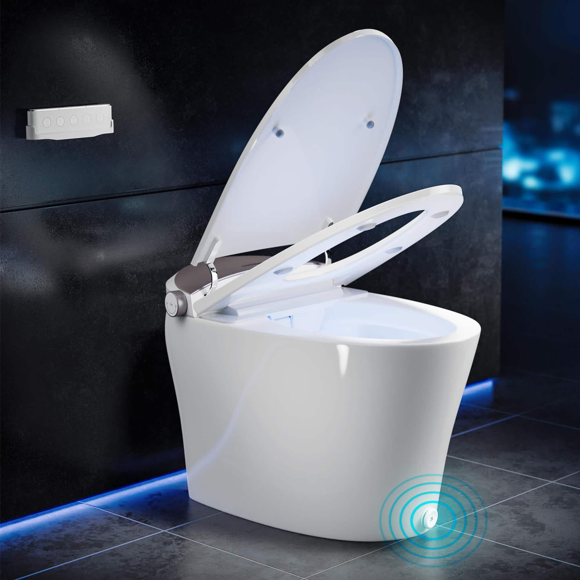 Alt View 12. Costway - Smart Toilet with Adjustable Heated Seat Dryer Night Light Auto Open/Close - White.