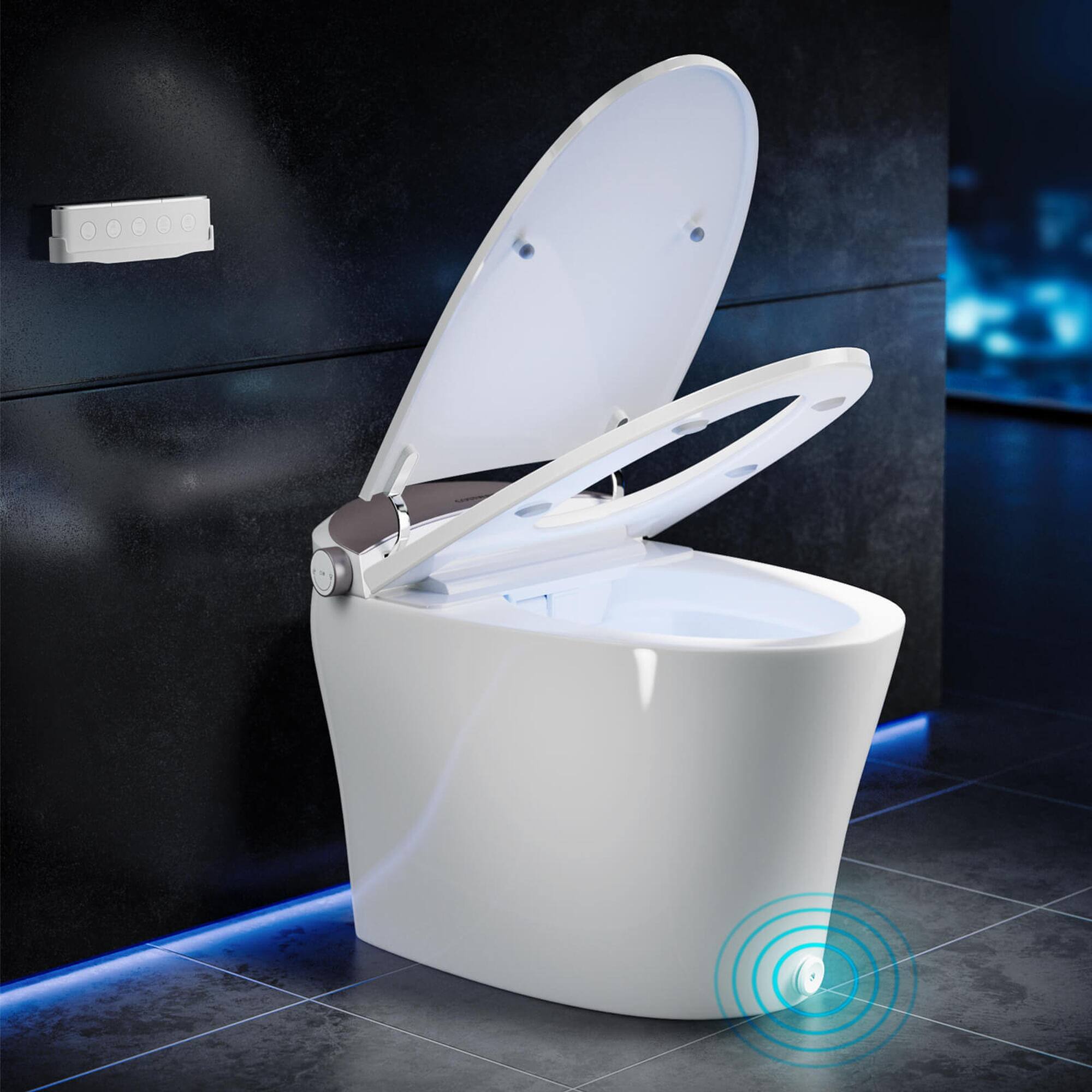 Alt View 12. Costway - Smart Toilet with Adjustable Heated Seat Dryer Night Light Auto Open/Close - White.