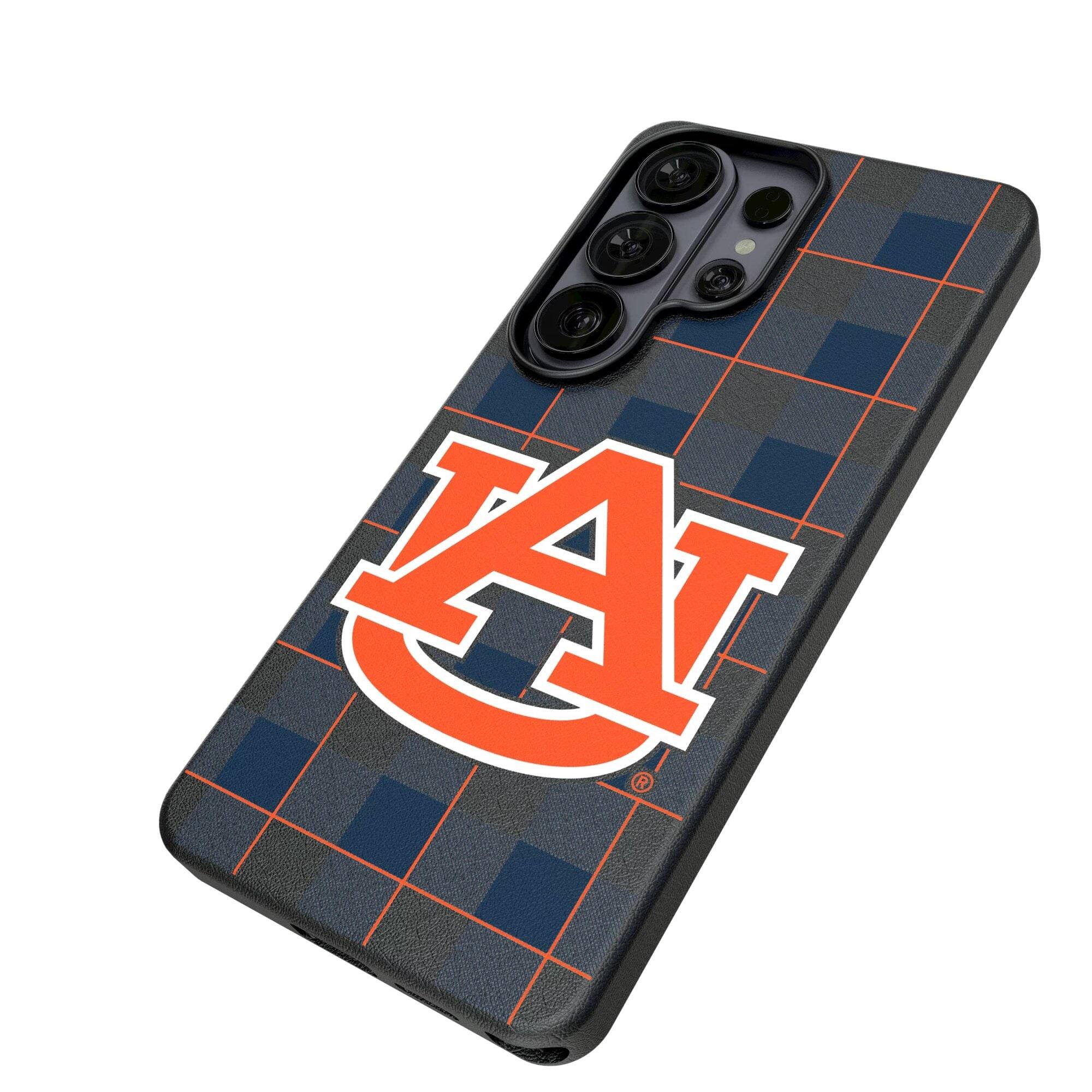 Alt View 1. Keyscaper - Auburn Tigers Plaid Galaxy Magnetic Bump Case - S25 Ultra - Black.