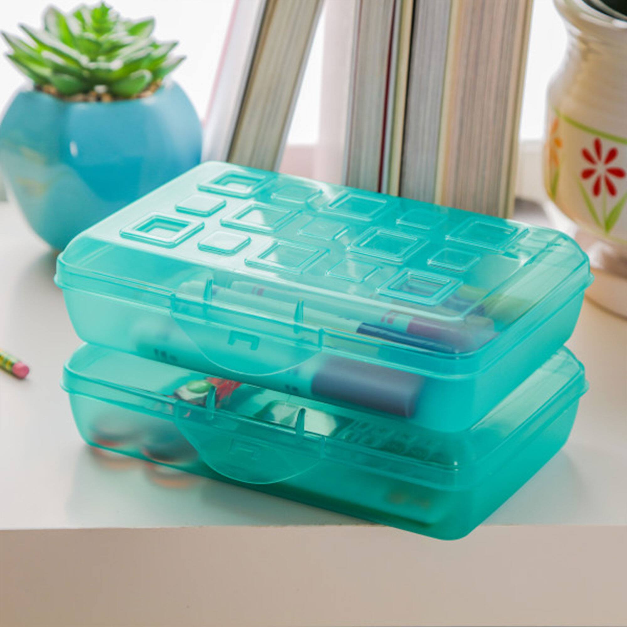 Alt View 10. Sterilite - Sterilite Translucent Pencil Case School Supply Storage Box, Blue Tint (24 Pack).