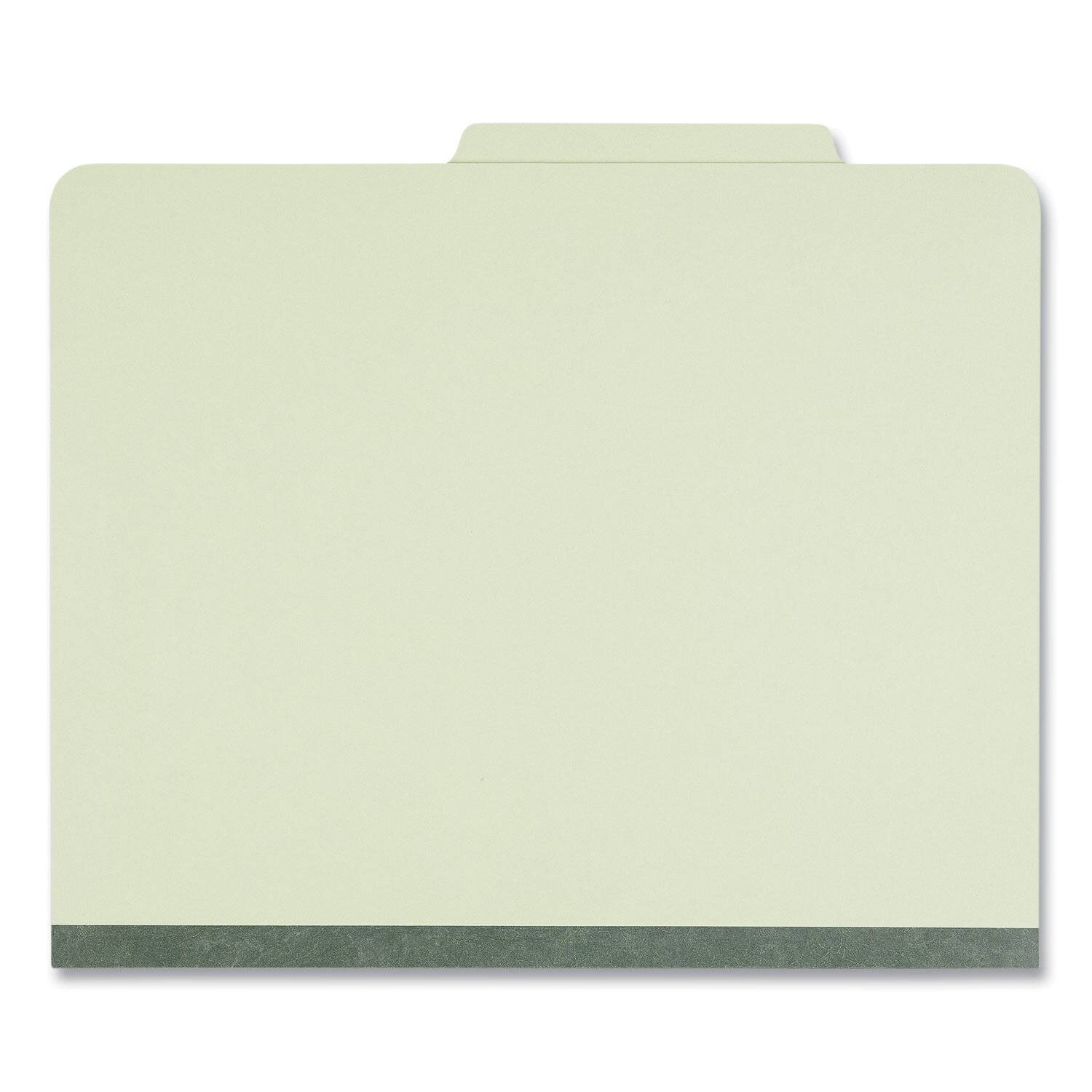 Left. Universal - Six-Section Pressboard  Folders, 2" Expansion, 2 Dividers, 6 Fasteners, Letter Size, Green Exterior, 10/Box.