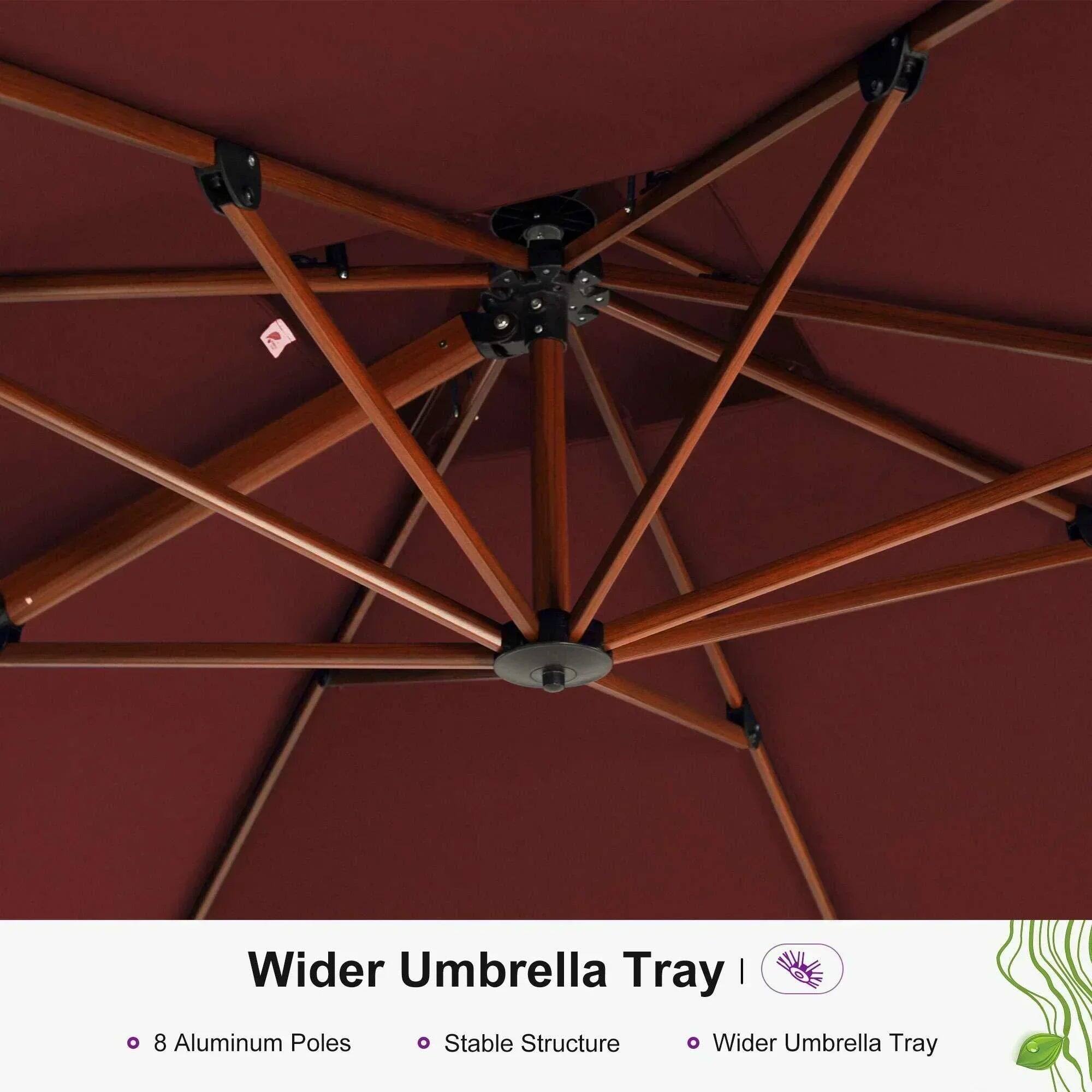 Wider Umbrella Tray | 8 Aluminum Poles | Stable Structure | Wider Umbrella Tray