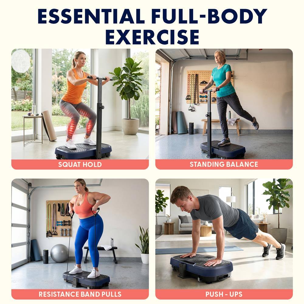 ESSENTIAL FULL-BODY EXERCISE

- SQUAT HOLD
- STANDING BALANCE
- RESISTANCE BAND PULLS
- PUSH-UPS