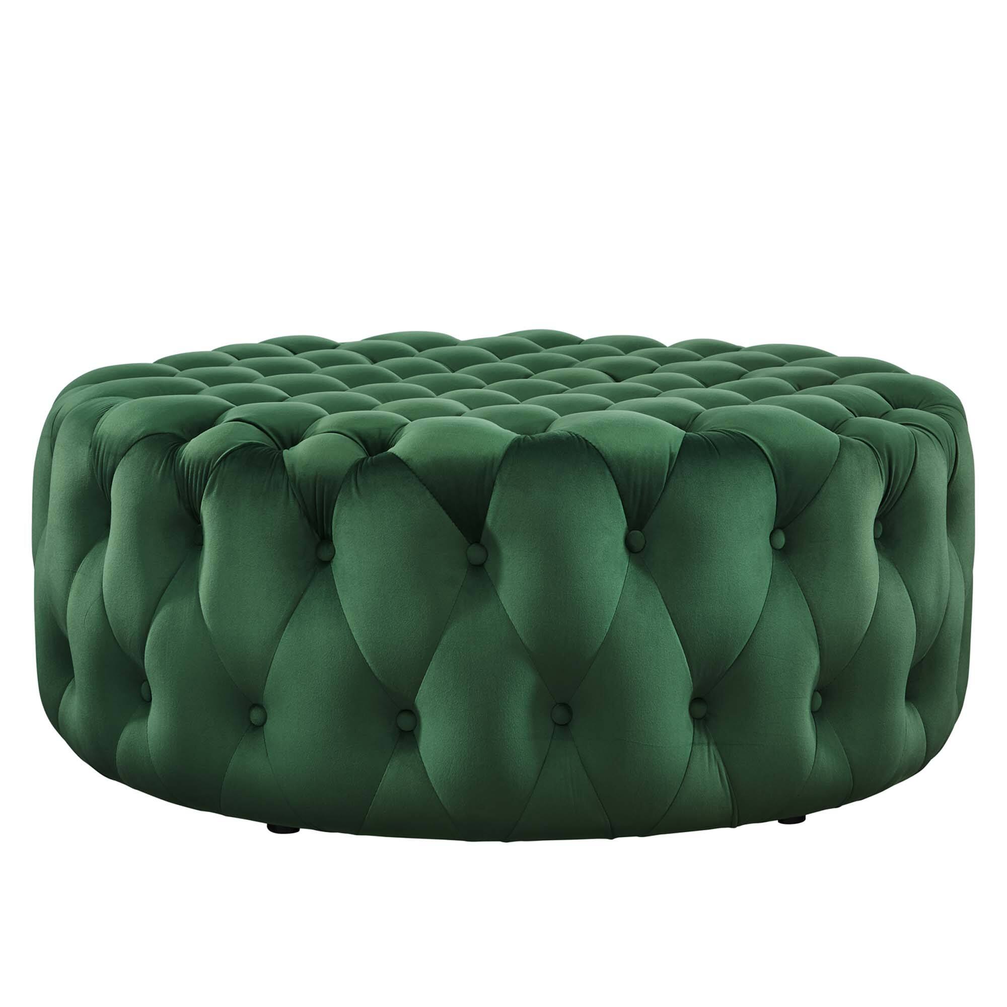 Alt View 1. Modway - Amour Tufted Button Large Round Performance Velvet Ottoman by Modway - EEI-5469-EME.