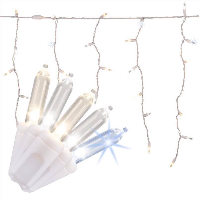 Angle. Celebrations - Celebrations Platinum LED T5 Pure White/Warm White 100 ct Icicle Christmas Lights 9.5 ft..
