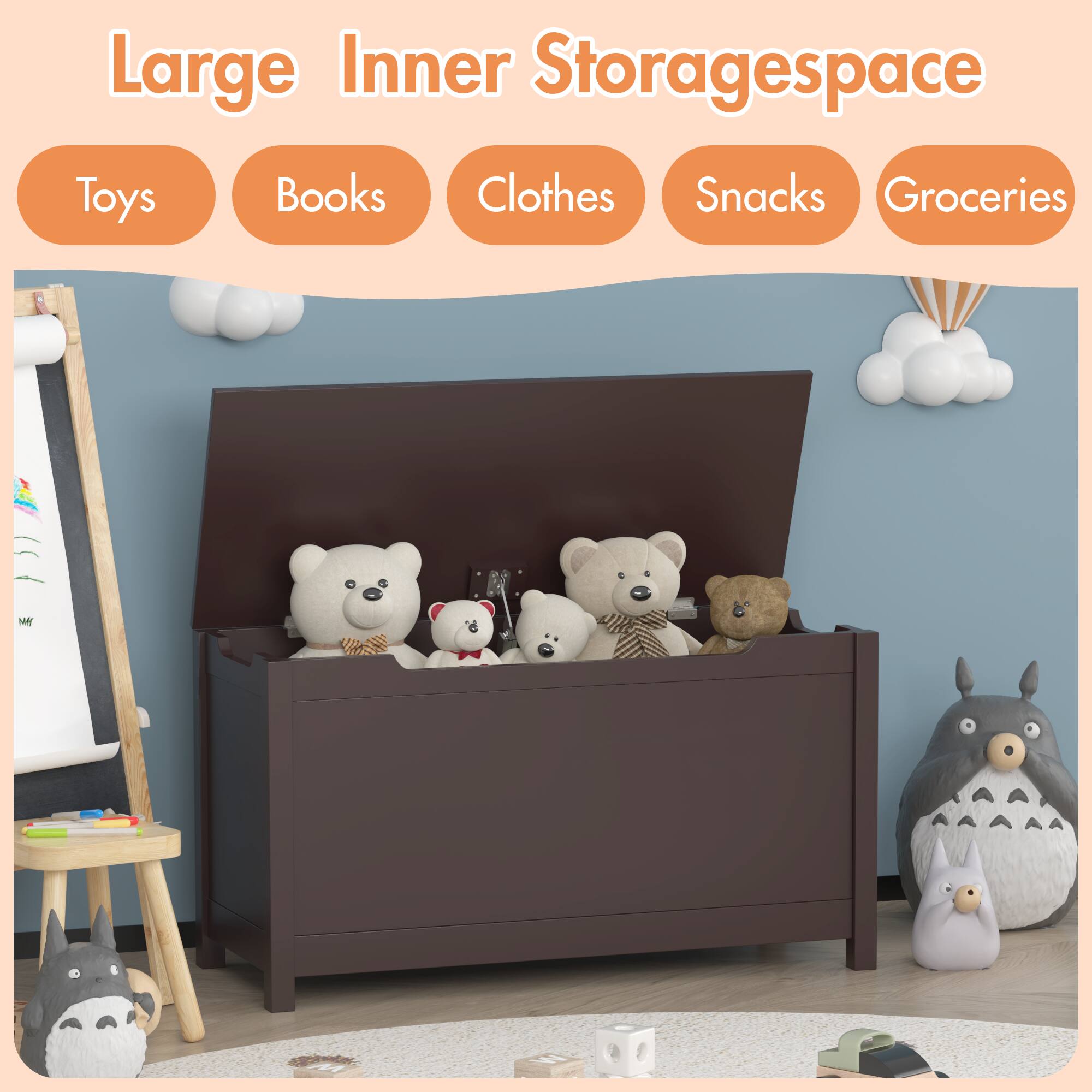 Large Inner Storagespace

Toys Books Clothes Snacks Groceries