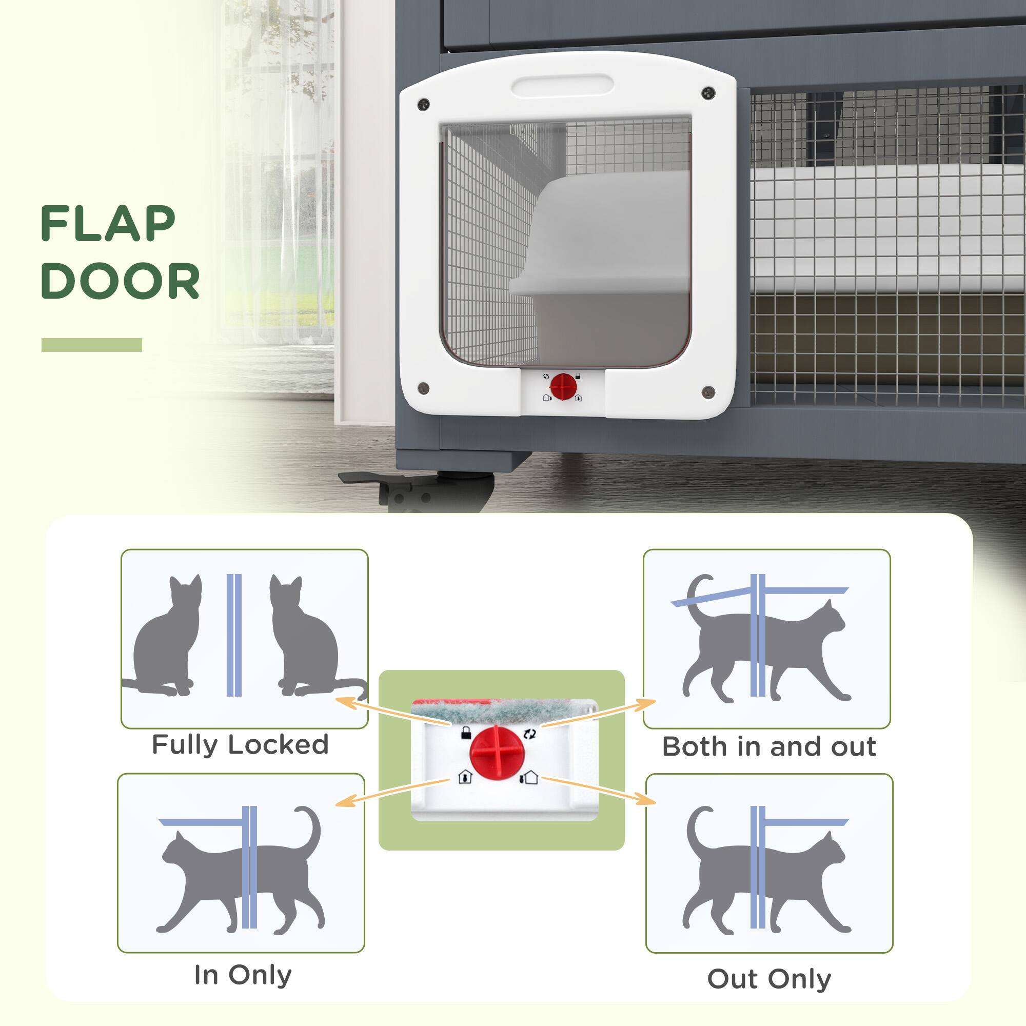 FLAP DOOR

Fully Locked  
In Only  
Both in and out  
Out Only
