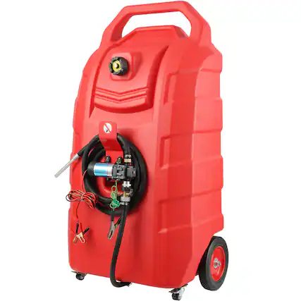 Front. VEVOR - Fuel Caddy, 32 Gallon, Portable Fuel Storage Tank On-Wheels, with 12V DC Transfer Pump, Gasoline Diesel Fuel Container - Red.