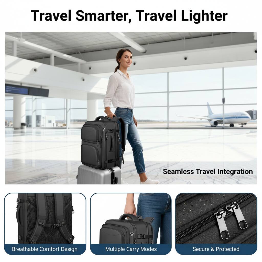 Travel Smarter, Travel Lighter

Seamless Travel Integration

Breathable Comfort Design

Multiple Carry Modes

Secure & Protected