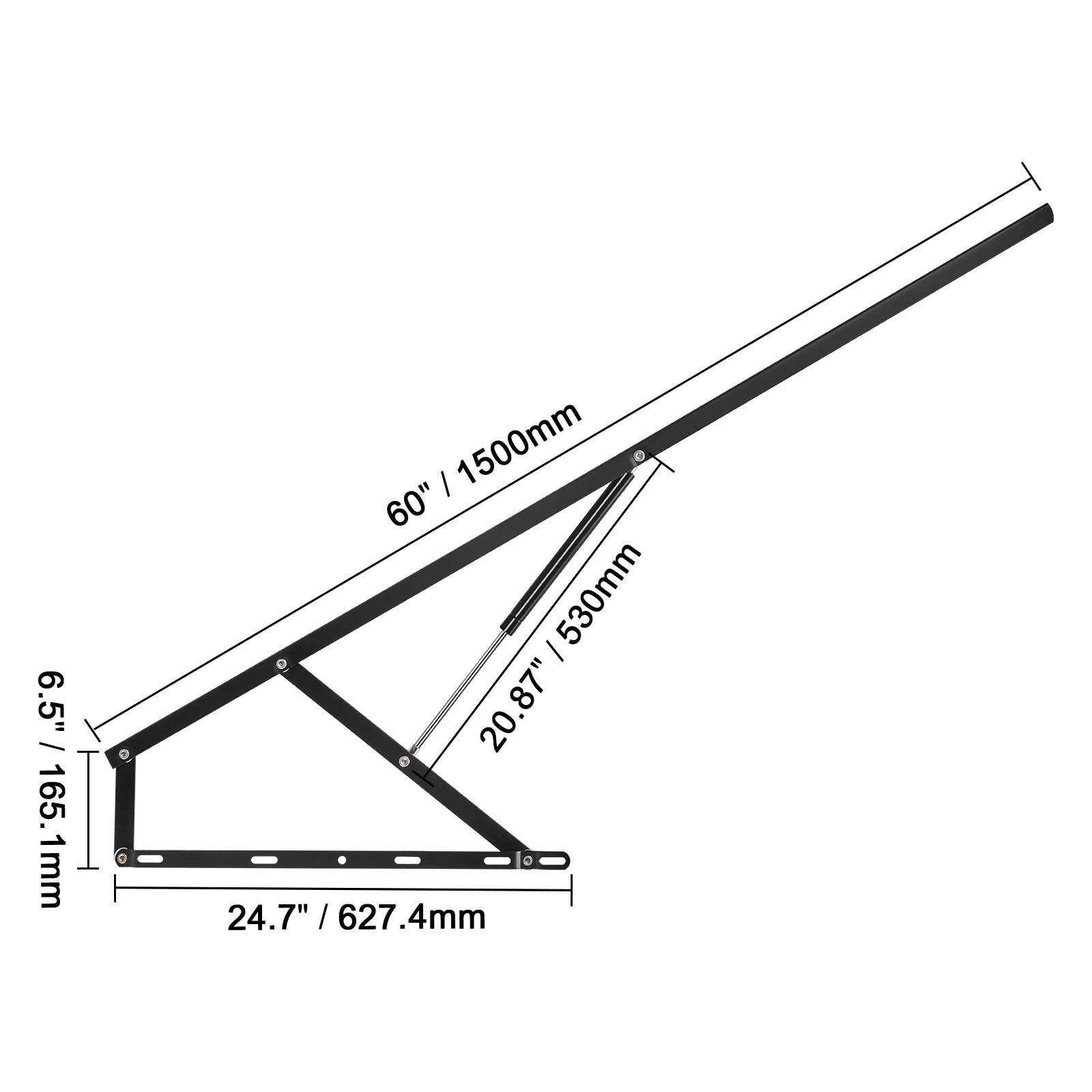 6.5" / 165.1mm  
60" / 1500mm  
20.87" / 530mm  
24.7" / 627.4mm