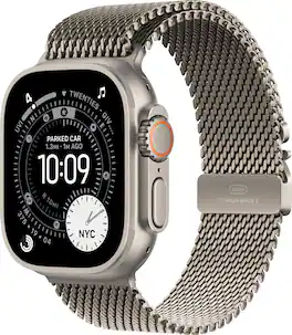 Apple Watch Ultra 3 (GPS+Cellular) 49mm Titanium Case with Titanium Milanese Loop - Medium - Natural - (2025)