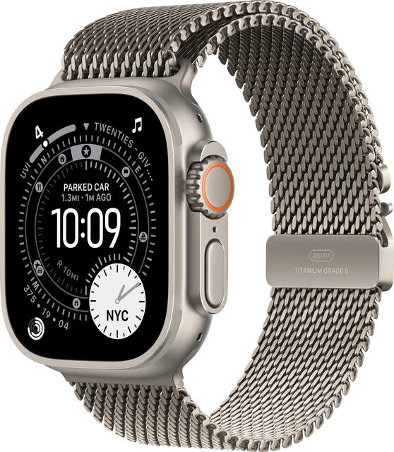 Apple Watch Ultra 3 (GPS+Cellular) 49mm Titanium Case with Titanium Milanese Loop - Medium - Natural - (2025)