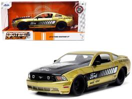 Jada - 2010 Ford Mustang GT Graphics and Hood "Tom's Racing" "Bigtime Muscle" Series 1/24 - Gold Metallic With Black