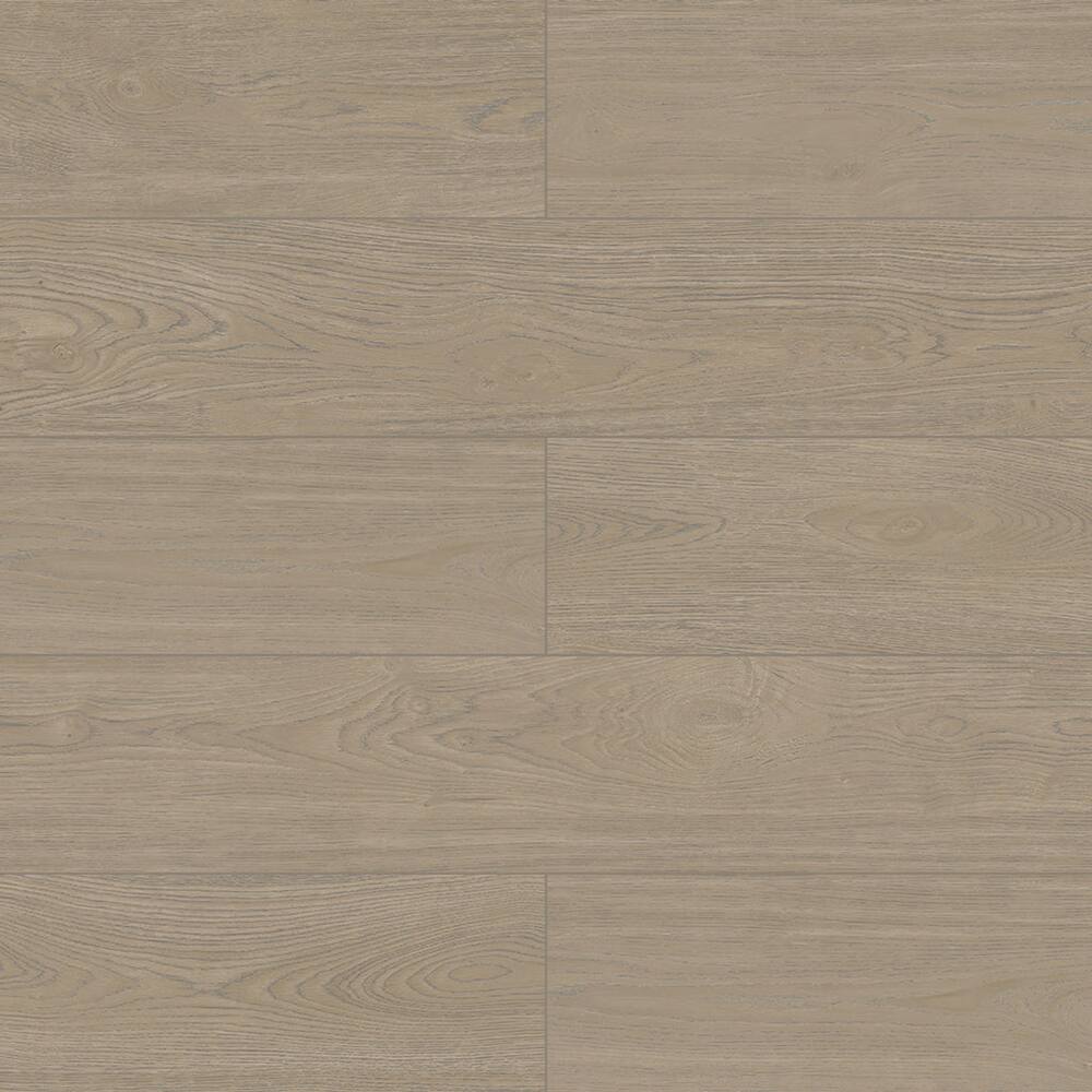 Left. Dotfloor - 48"x7.2" SPC Composite Flooring; 12 Planks/Box (28.68 sq. ft/Box); 5mm Thick with 1mm IXPE Backing; 12 mil Wear Layer - Smoked Hickory.