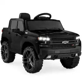 Best Choice Products - 12V 2.5 MPH Licensed Chevrolet Silverado Ride On Truck Car Toy w/ Parent Remote Control - Black