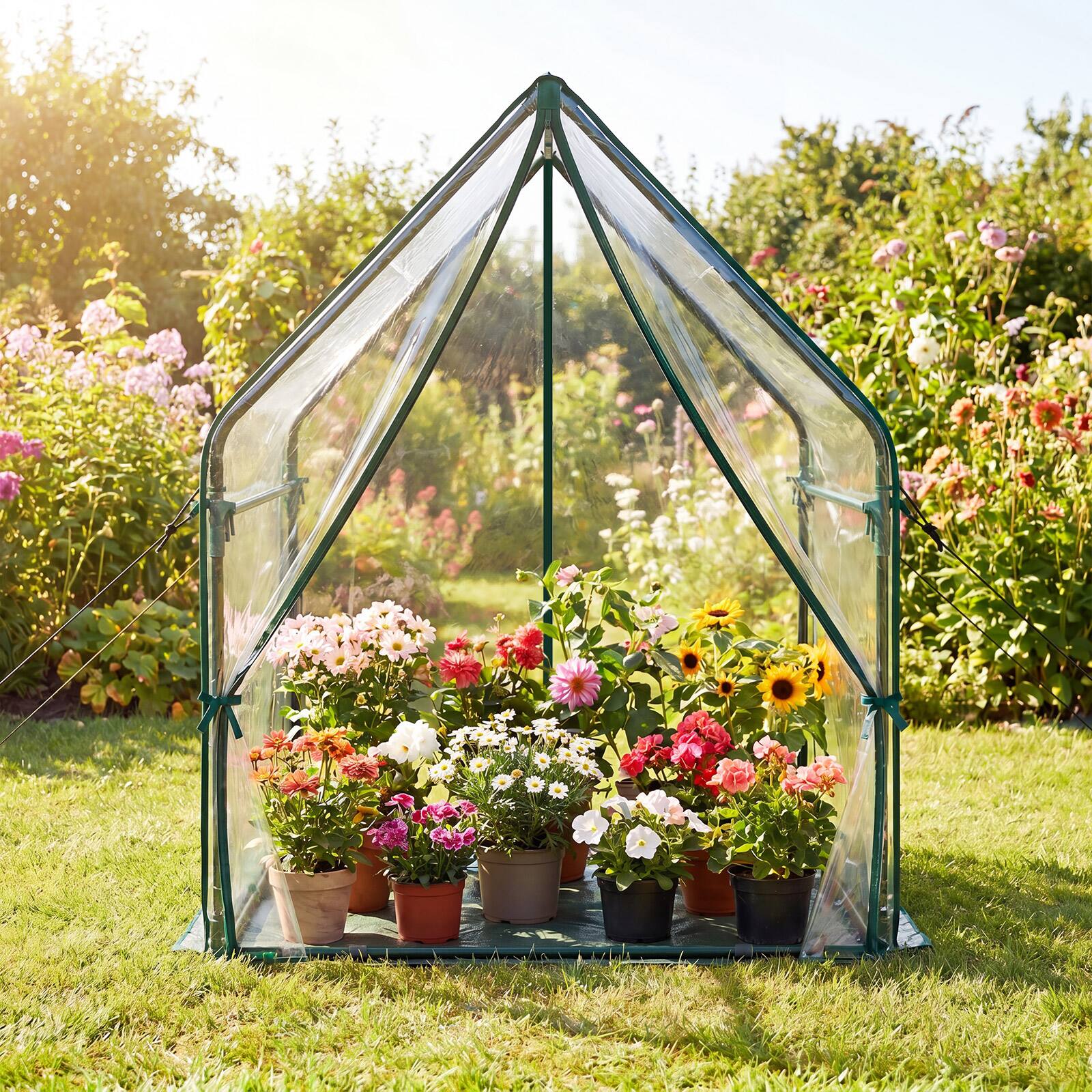 Alt View 1. Costway - Costway Mini Green House with Waterproof Bottom Mat, Outdoor Portable Green House - Clear.