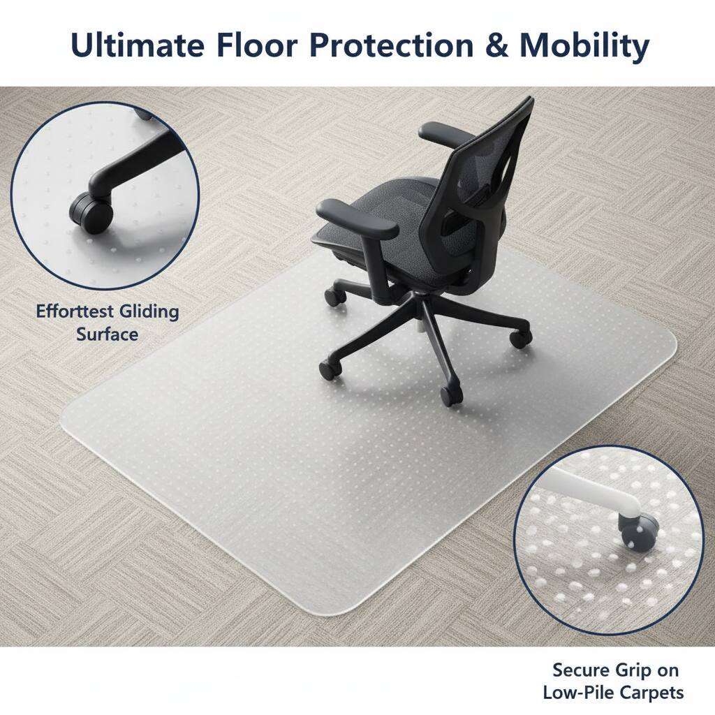 Ultimate Floor Protection & Mobility

Effortless Gliding Surface

Secure Grip on Low-Pile Carpets