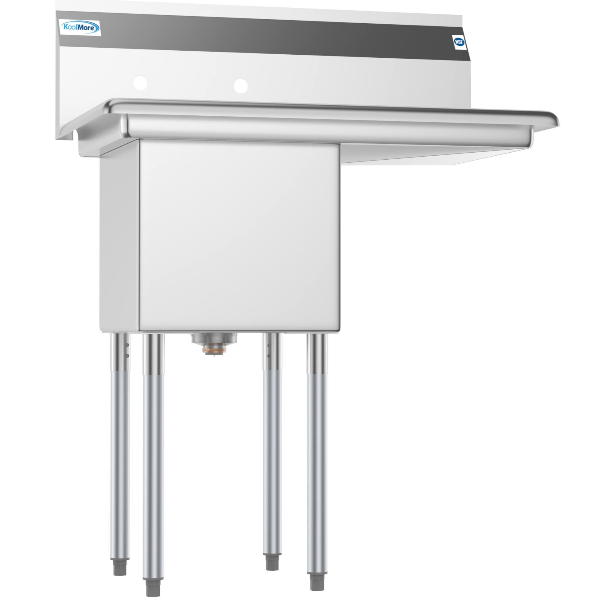 Alt View 4. Koolmore - 33 in. One Compartment Stainless Steel   Sink with Drainboard, Bowl Size 15"x 15"x 12" SA151512-15R3. - Stainless Steel.