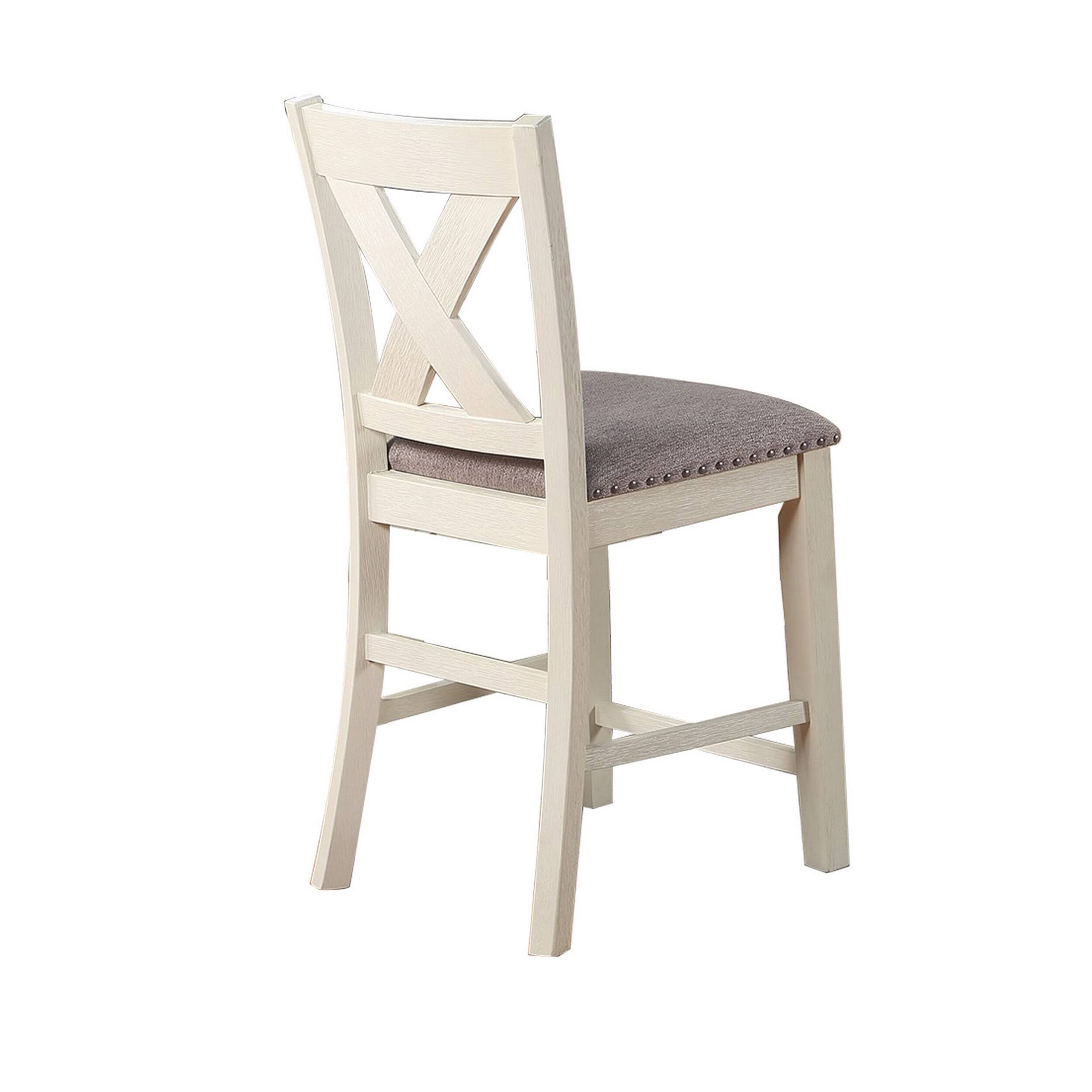 Alt View 1. Manhattan Lane - Joss 40 Inch Cottage Wood Counter Height Chair, Set of 2 - Cream, Gray.
